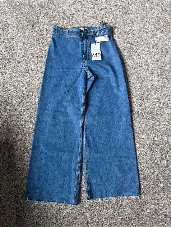 Zara Denim - Zara Wide-Leg High-Rise Jeans in Blue Denim